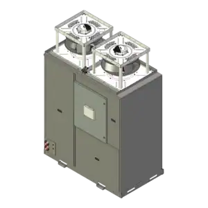 Heavy-duty Nyle water heating system with dual boilers for efficient hot water solutions.
