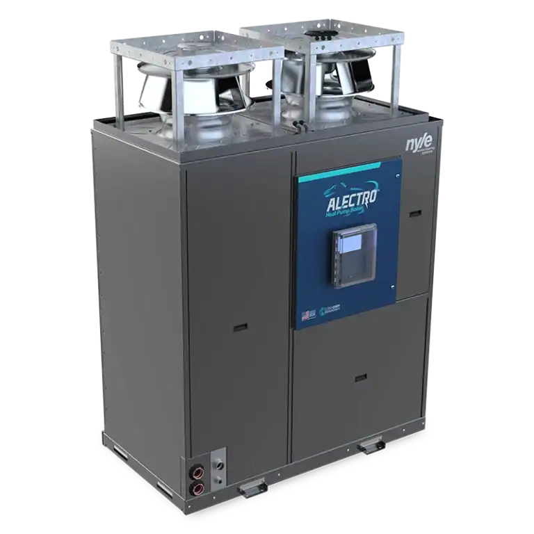 High-efficiency Nyle water heating system with electro high-performance boiler for industrial use.