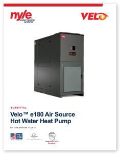 Velo e180 Air Source Hot Water Pump for heating systems.